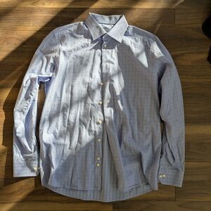 Eton Light Blue Checkered Dress Shirt